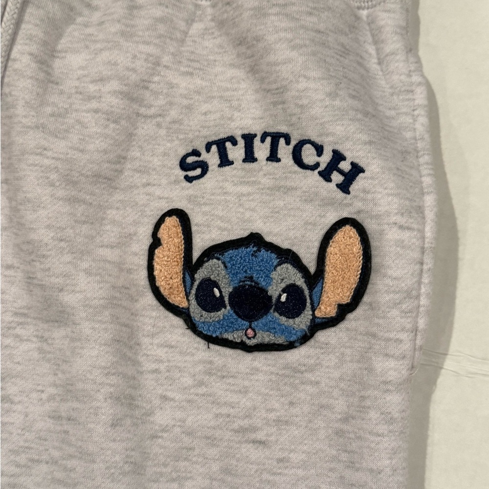 Gray Sweatpants with Stitch Embroidery